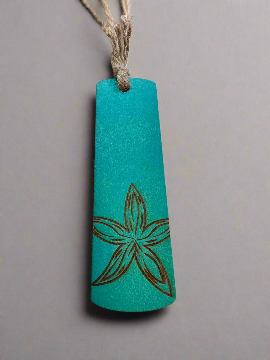 Engraved Wooden Bookmark – Sea Star Design with String