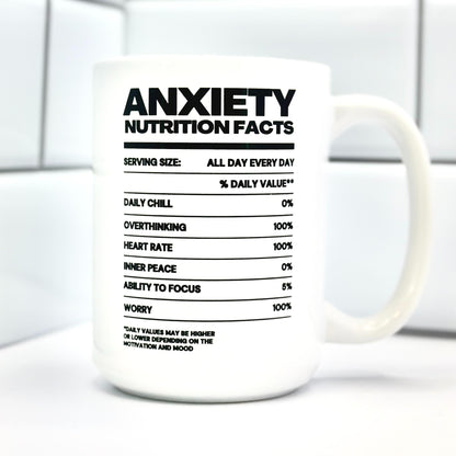 Anxiety 15 OZ Mug-Dishwasher and Microwave Safe-Mental Health-Drinkware Ceramic Coffee Cup