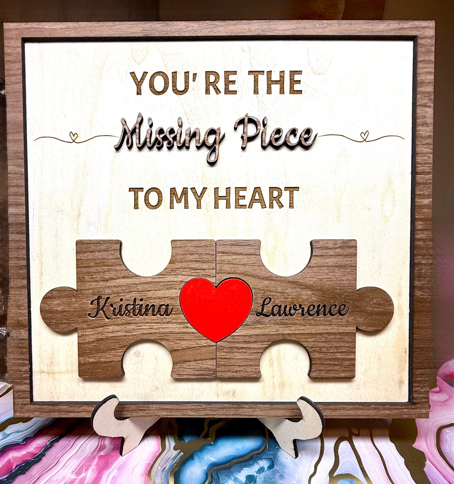 Valentines Day Missing Piece Couples Name Sign