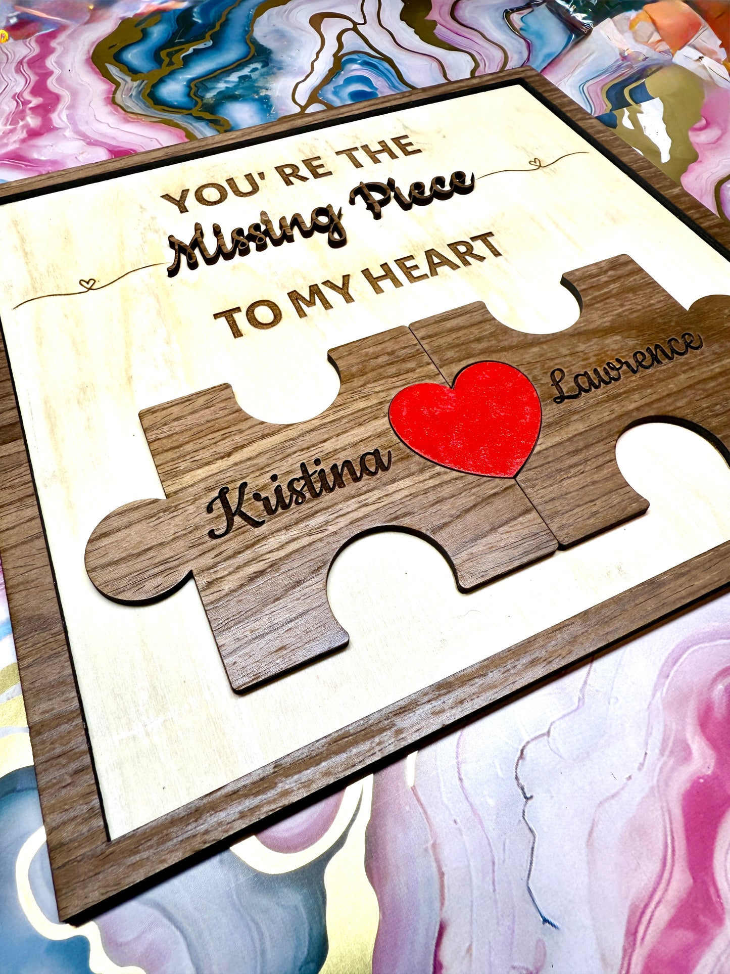 Valentines Day Missing Piece Couples Name Sign