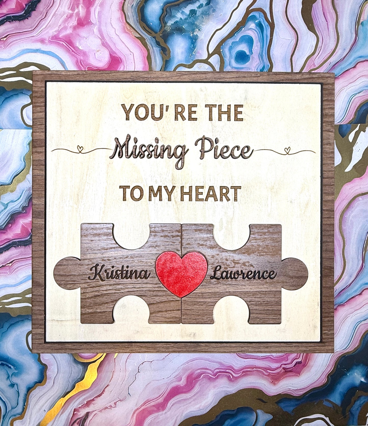 Valentines Day Missing Piece Couples Name Sign