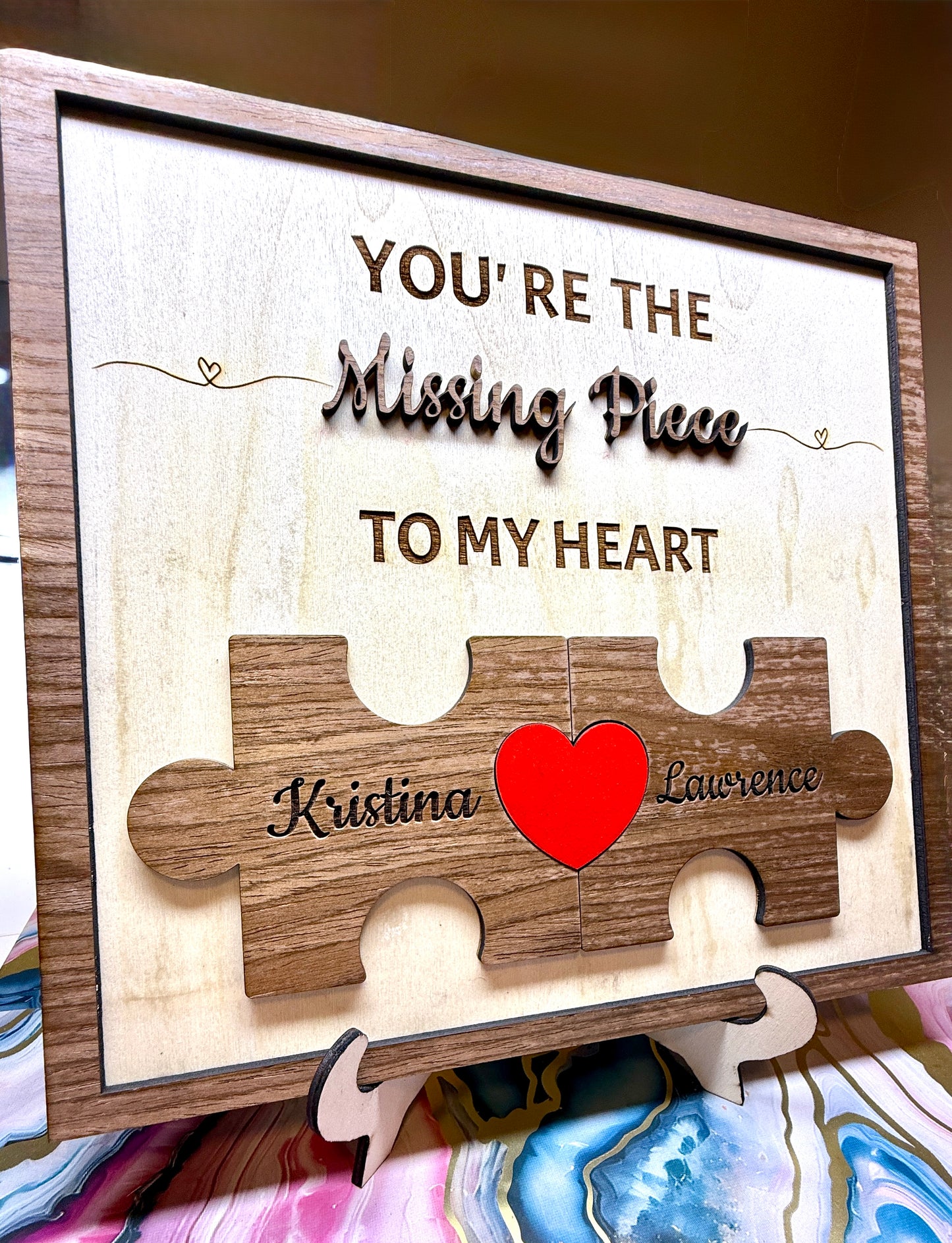 Valentines Day Missing Piece Couples Name Sign
