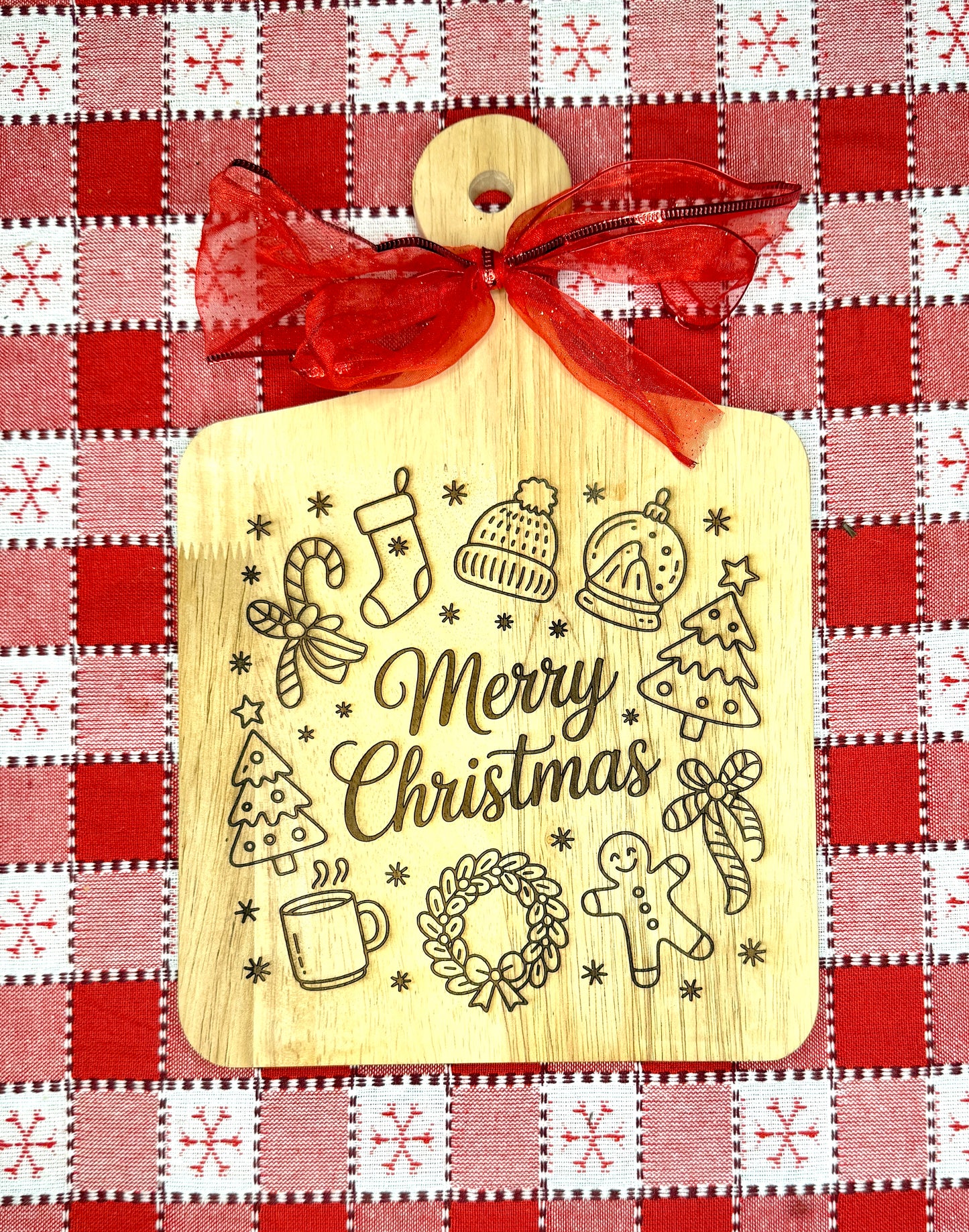 Merry Christmas Engraved Charcuterie Tray