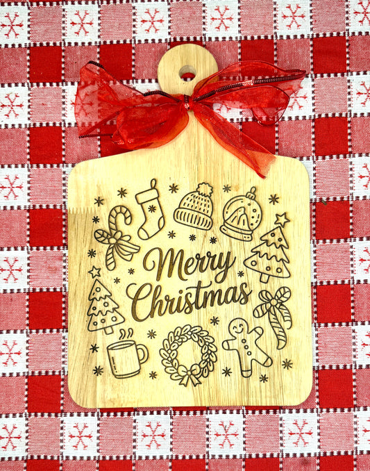 Merry Christmas Engraved Charcuterie Tray