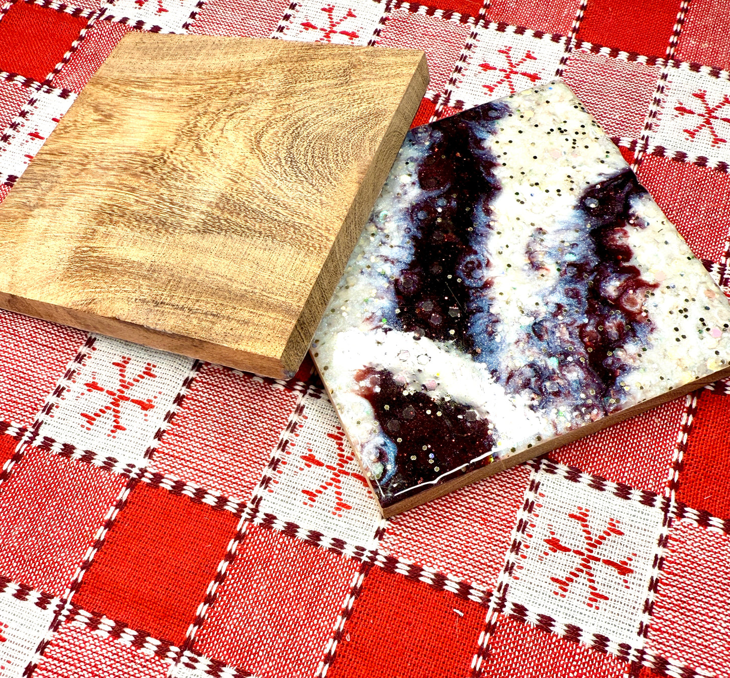 Resin and Wood Coasters Set of 2
