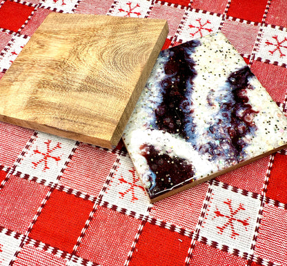 Resin and Wood Coasters Set of 2