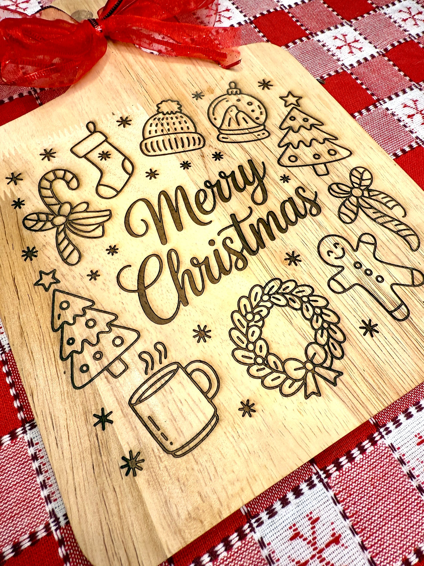 Merry Christmas Engraved Charcuterie Tray