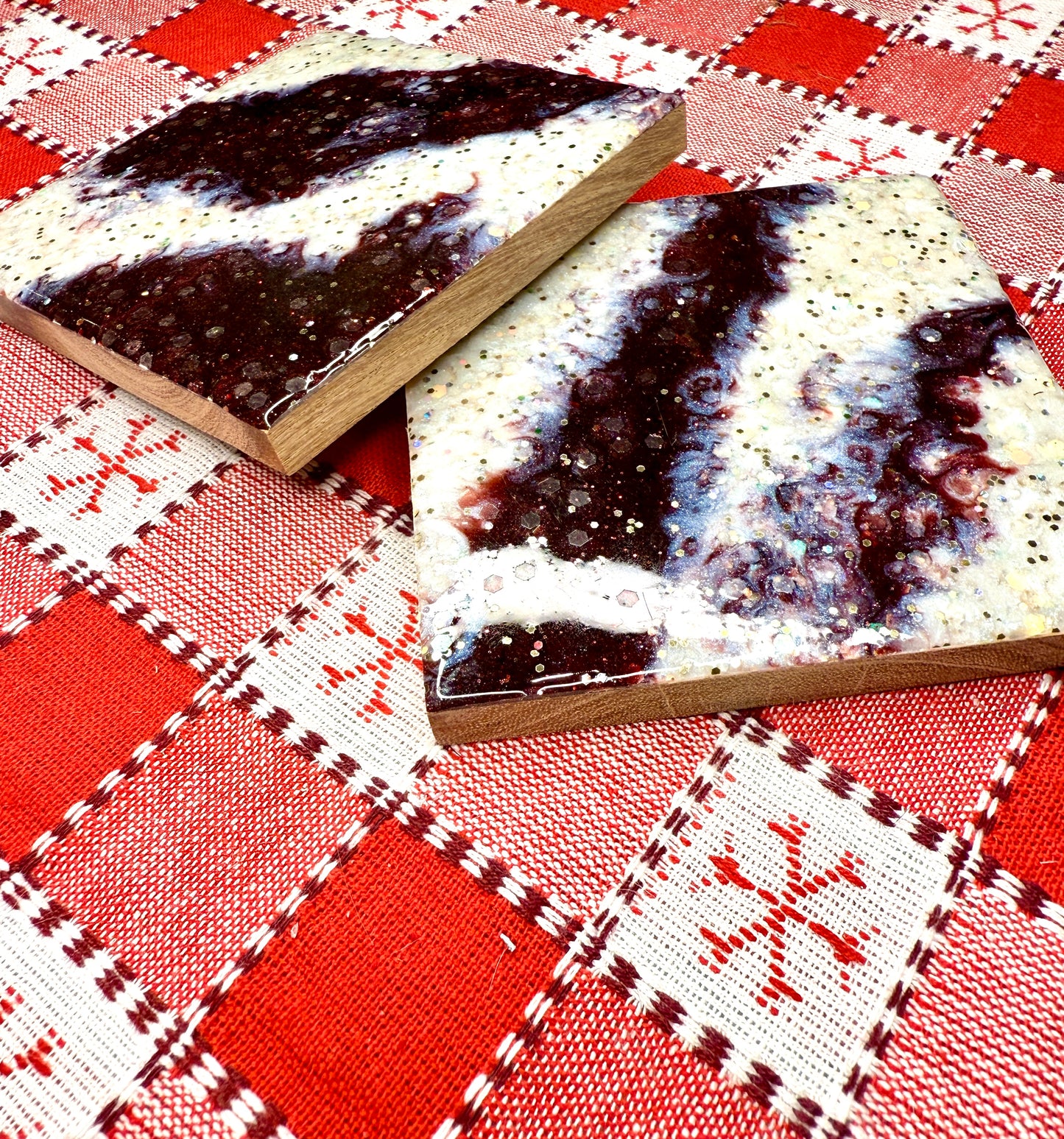 Resin and Wood Coasters Set of 2