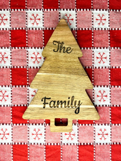 Christmas Tree Serving Board, Custom Engraved Charcuterie Tray