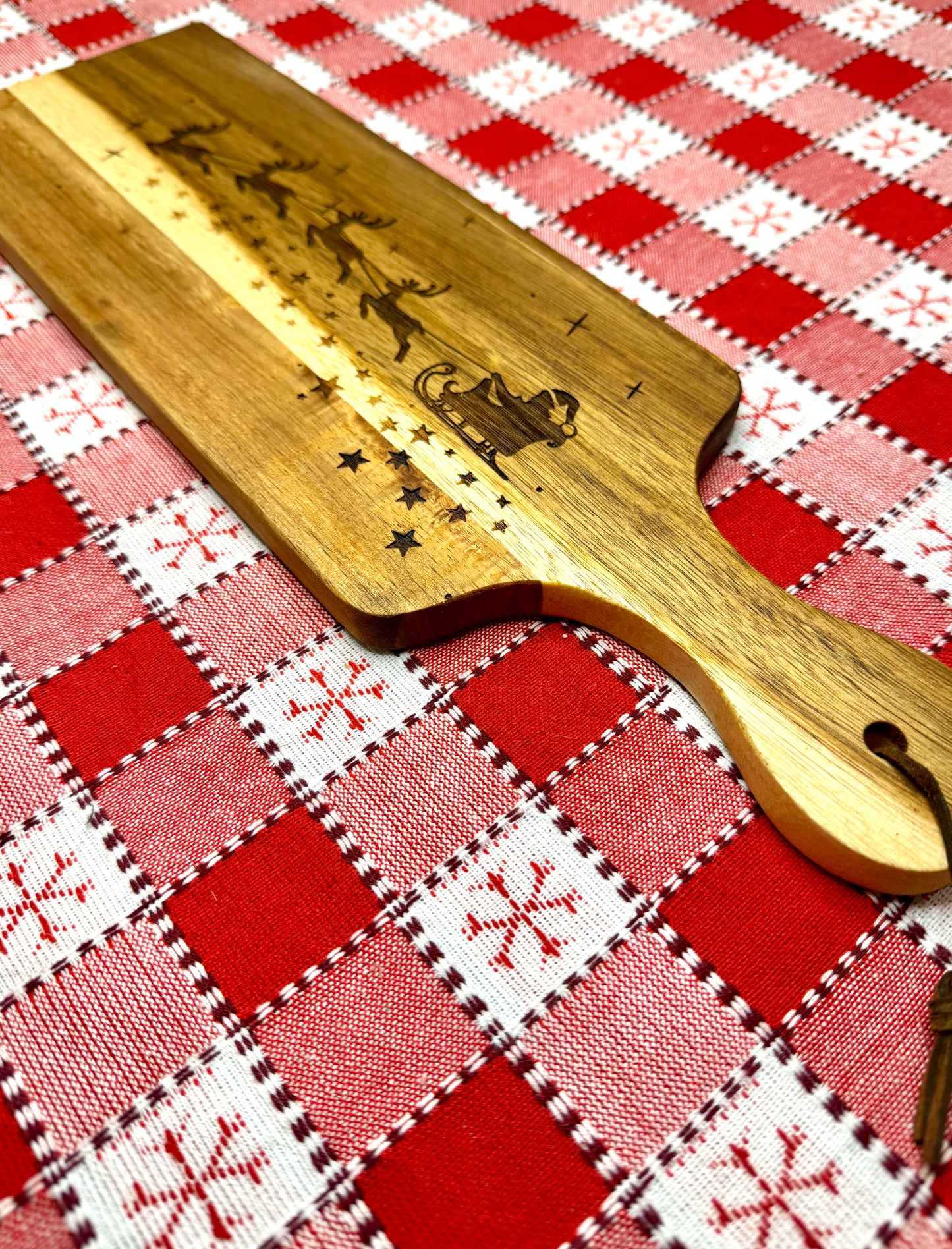 Santa and Reindeer SleighServing Board, Custom Engraved Charcuterie Tray