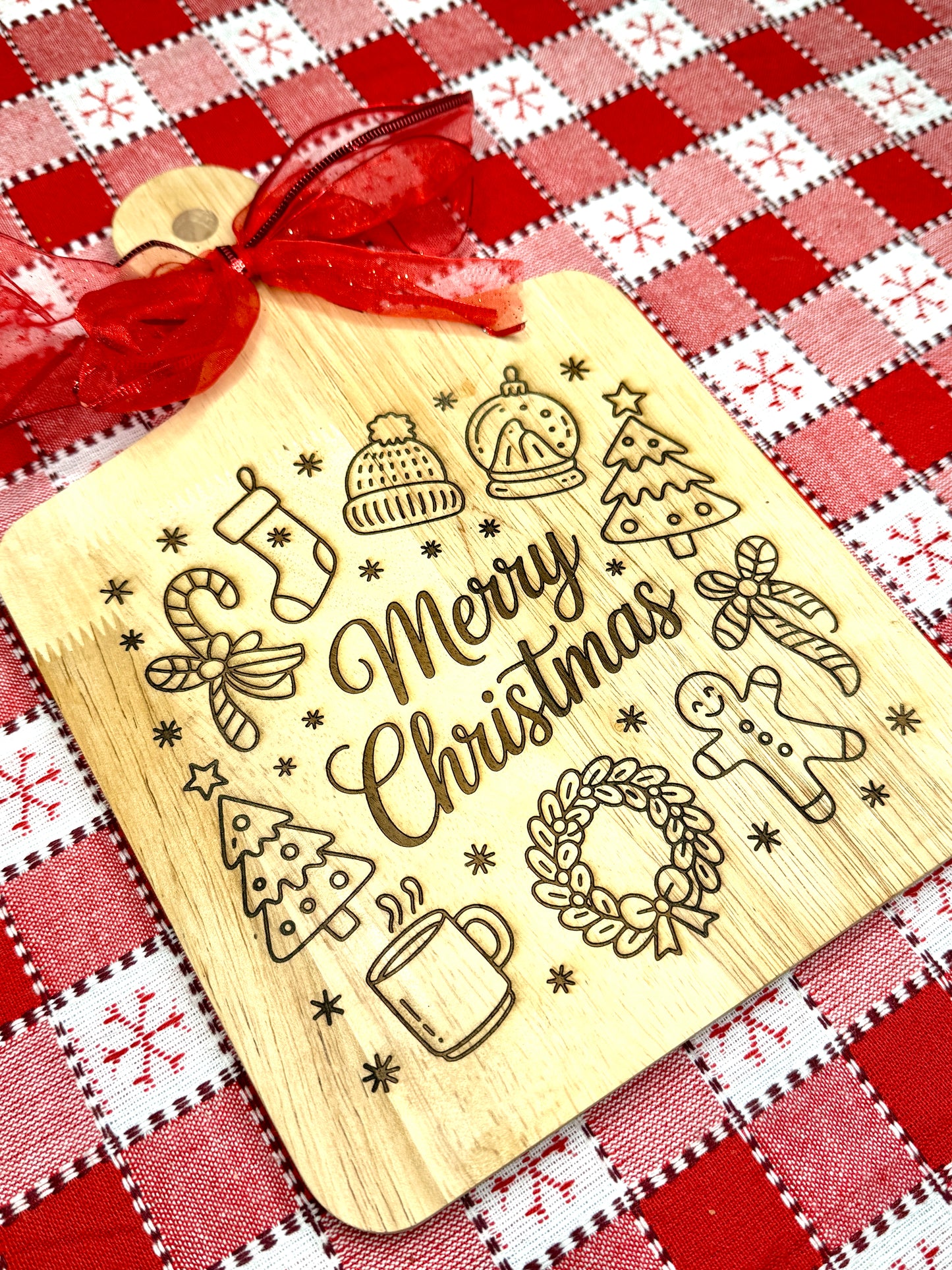 Merry Christmas Engraved Charcuterie Tray