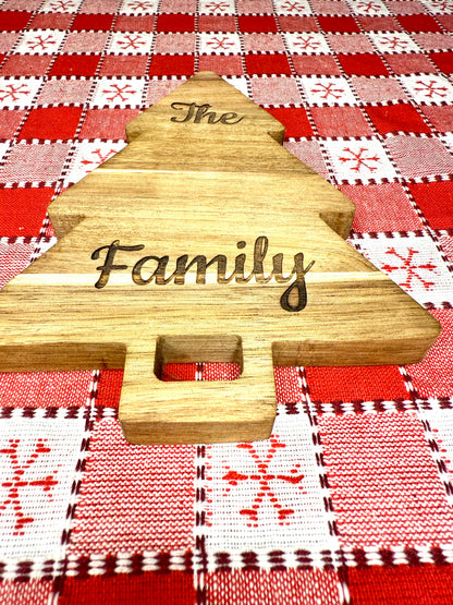 Christmas Tree Serving Board, Custom Engraved Charcuterie Tray
