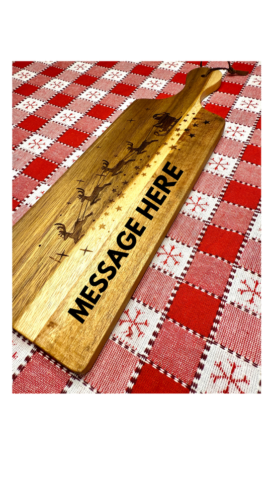Santa and Reindeer SleighServing Board, Custom Engraved Charcuterie Tray