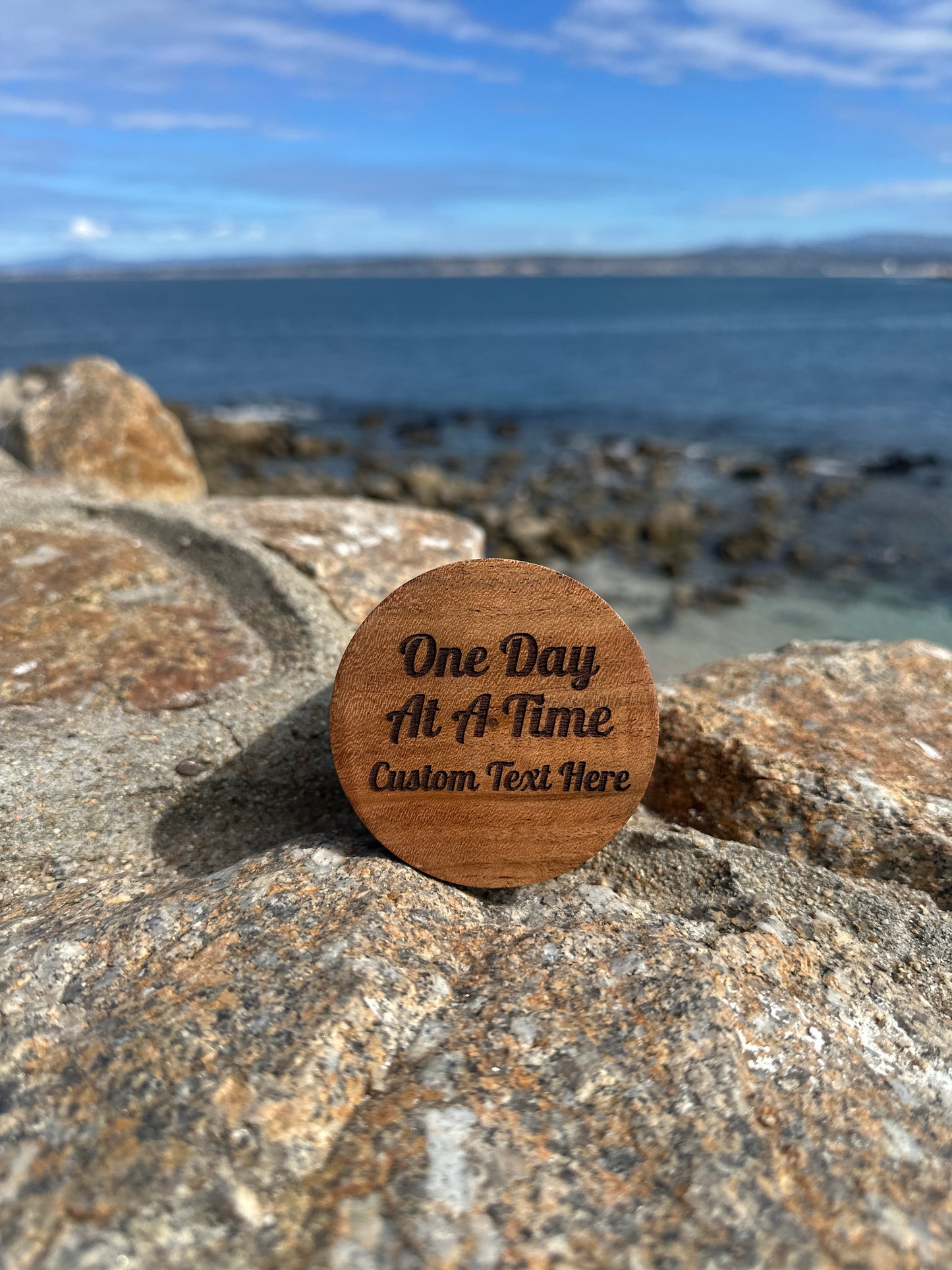 Acacia Wood Trinket Box – “One Day at a Time” + Custom Text