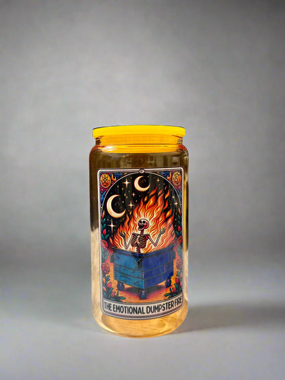 Emotional Dumpster Fire 16oz Glass Tumbler – Hilarious & Stylish Drinkware