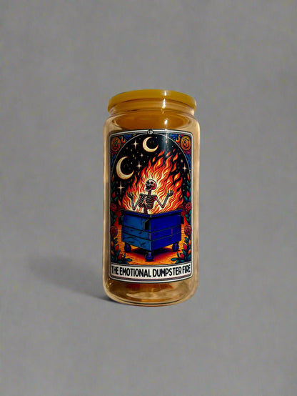 Emotional Dumpster Fire 16oz Glass Tumbler – Hilarious & Stylish Drinkware