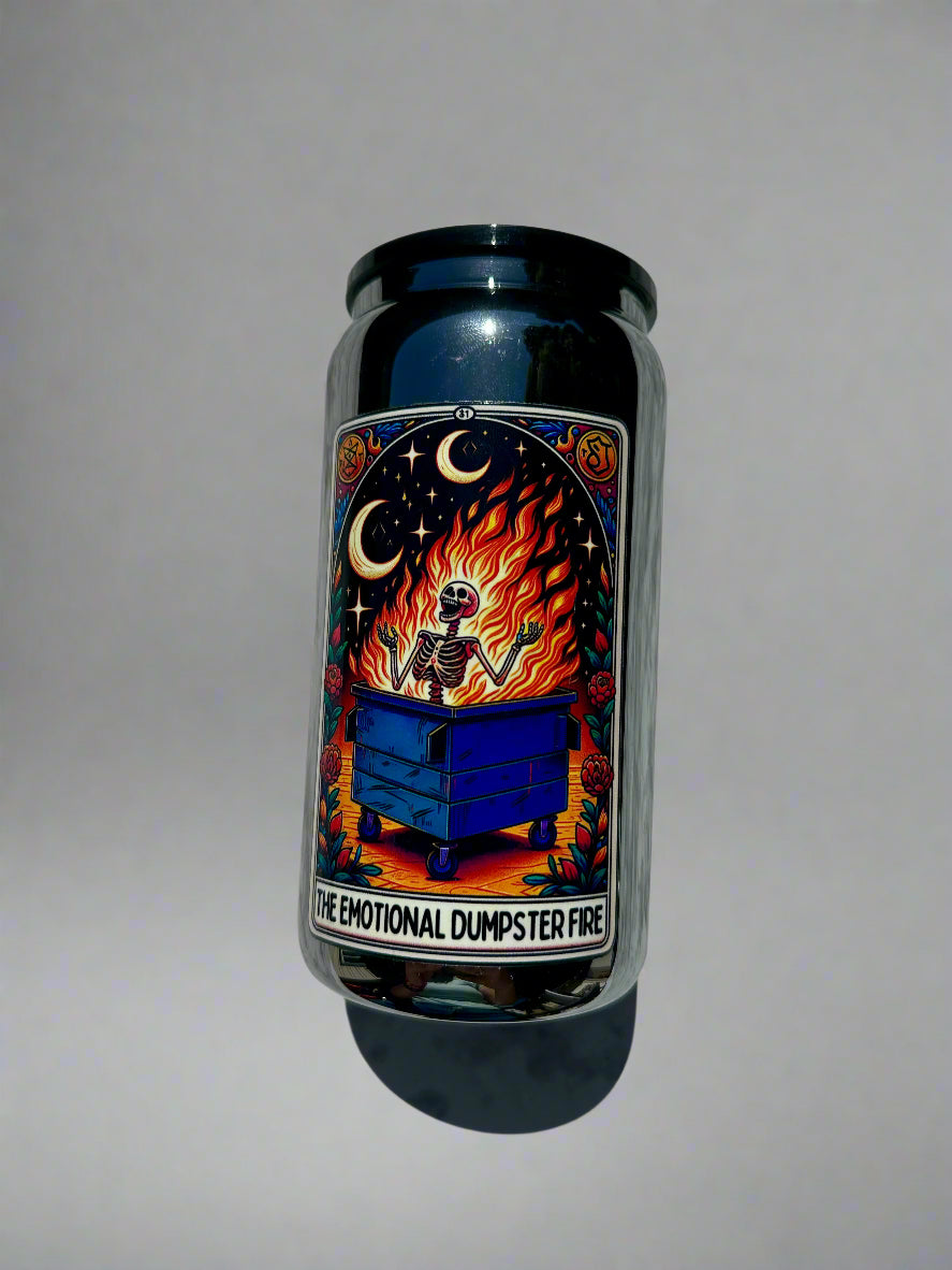 Emotional Dumpster Fire 16oz Glass Tumbler – Hilarious & Stylish Drinkware