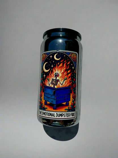 Emotional Dumpster Fire 16oz Glass Tumbler – Hilarious & Stylish Drinkware