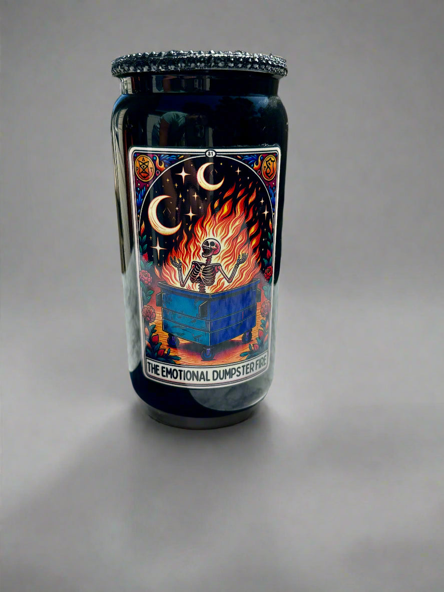 Emotional Dumpster Fire 16oz Glass Tumbler – Hilarious & Stylish Drinkware