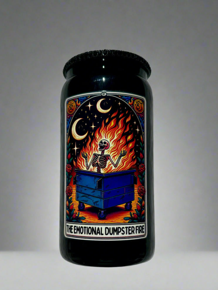 Emotional Dumpster Fire 16oz Glass Tumbler – Hilarious & Stylish Drinkware