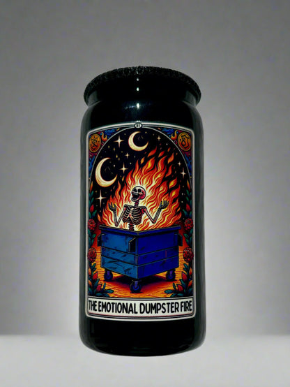 Emotional Dumpster Fire 16oz Glass Tumbler – Hilarious & Stylish Drinkware