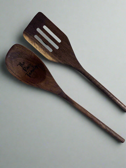 Custom Engraved Wood Spoon & Spatula Set