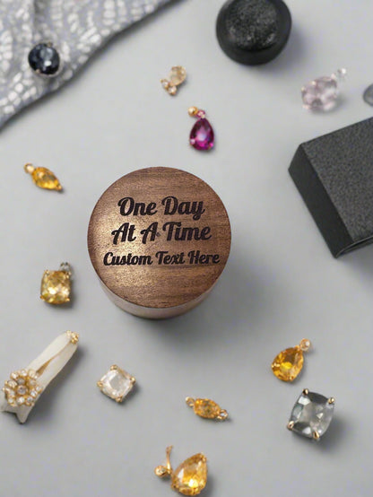 Acacia Wood Trinket Box – “One Day at a Time” + Custom Text