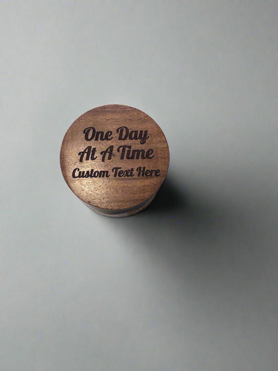 Acacia Wood Trinket Box – “One Day at a Time” + Custom Text