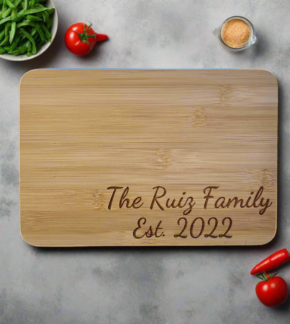 Personalized Bamboo Cutting Board – Custom Family Name & Year Established
