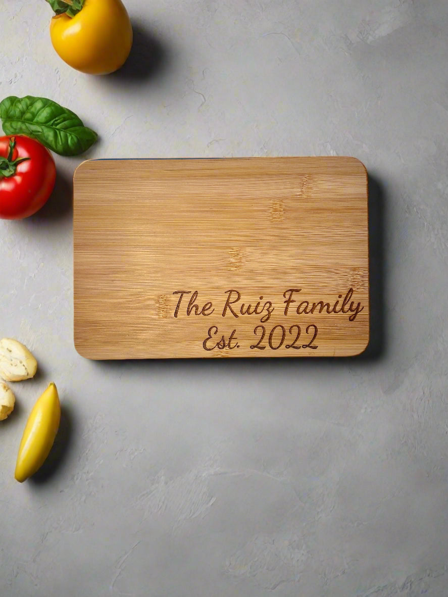 Personalized Bamboo Cutting Board – Custom Family Name & Year Established