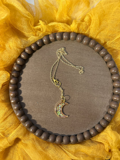 Moon Resin Gold Plated Necklace