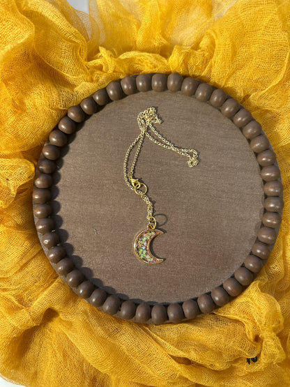 Moon Resin Gold Plated Necklace