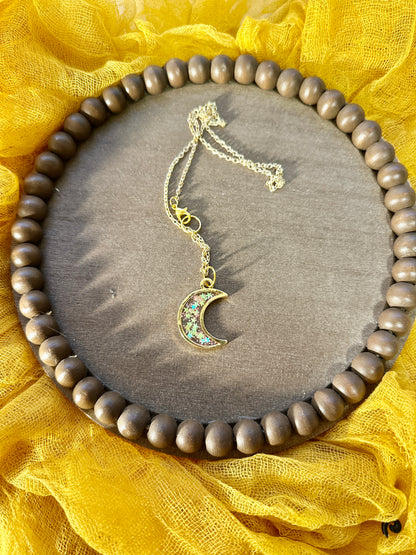 Moon Resin Gold Plated Necklace