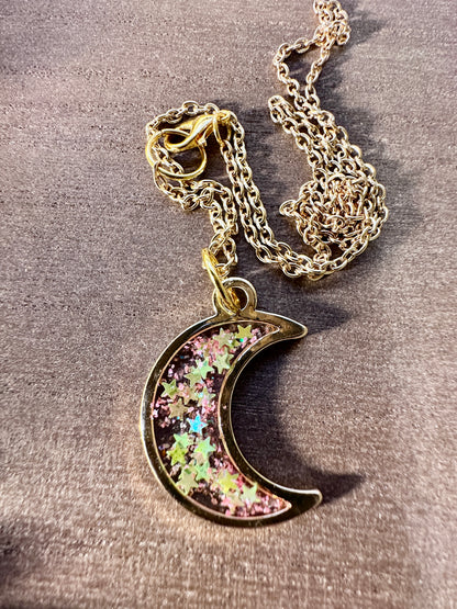 Moon Resin Gold Plated Necklace