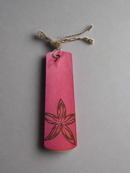 Engraved Wooden Bookmark – Sea Star Design with String