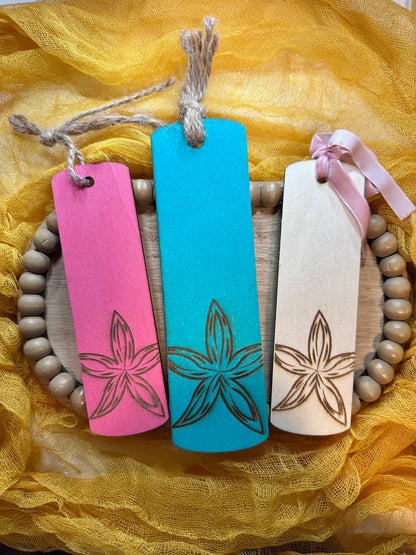 Engraved Wooden Bookmark – Sea Star Design with String