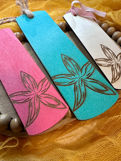Engraved Wooden Bookmark – Sea Star Design with String