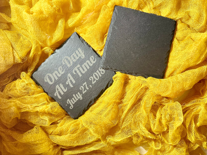 Personalized Slate Coaster Set – Custom Engraving Included (4 Pack)