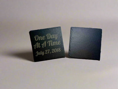 Personalized Slate Coaster Set – Custom Engraving Included (4 Pack)