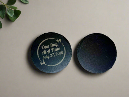 Personalized Slate Coaster Set – Custom Engraving Included (4 Pack)