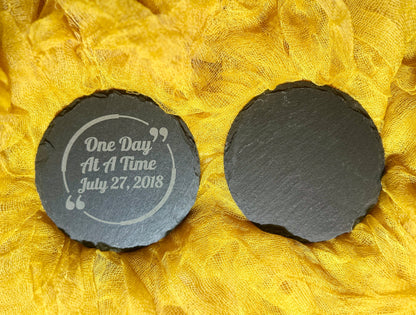 Personalized Slate Coaster Set – Custom Engraving Included (4 Pack)