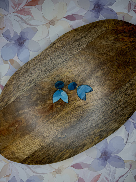 Ocean Smoke Earrings | Marbled Polymer Clay Dangles | Moody Cool-Tone Statement Jewelry