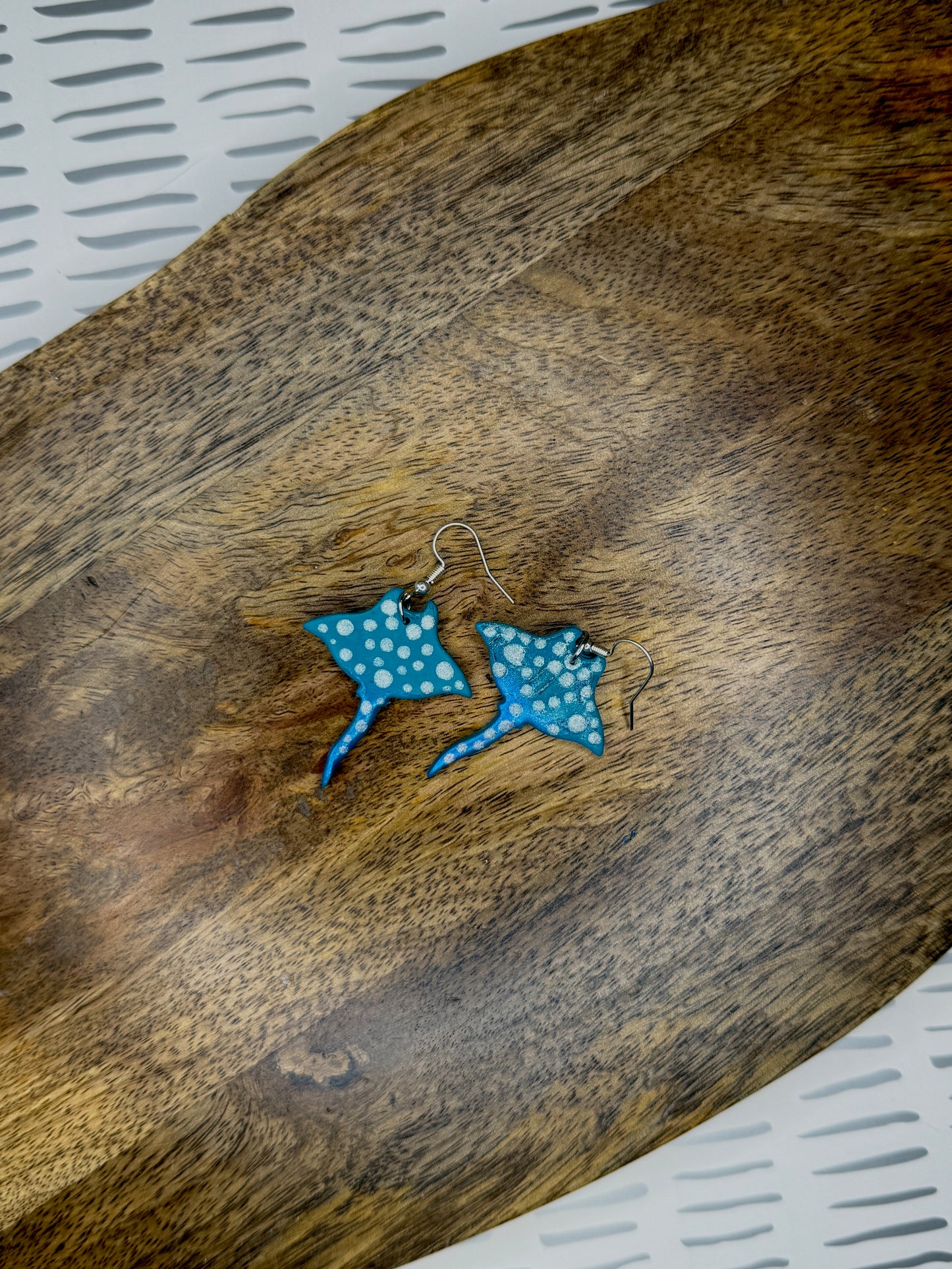 Eagle Ray Earrings | Polymer Clay Earrings | Coastal Jewelry | Ocean Animal Dangle Earrings