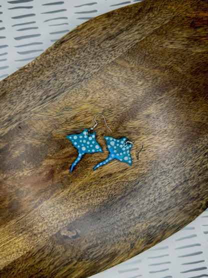 Eagle Ray Earrings | Polymer Clay Earrings | Coastal Jewelry | Ocean Animal Dangle Earrings