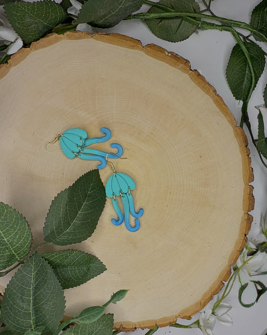 Jellyfish Earrings | Polymer Clay Dangle Earrings | Ocean Lovers Jewelry | Handmade Jellyfish Jewelry | Beachy Statement Earrings | Marine Life Accessories