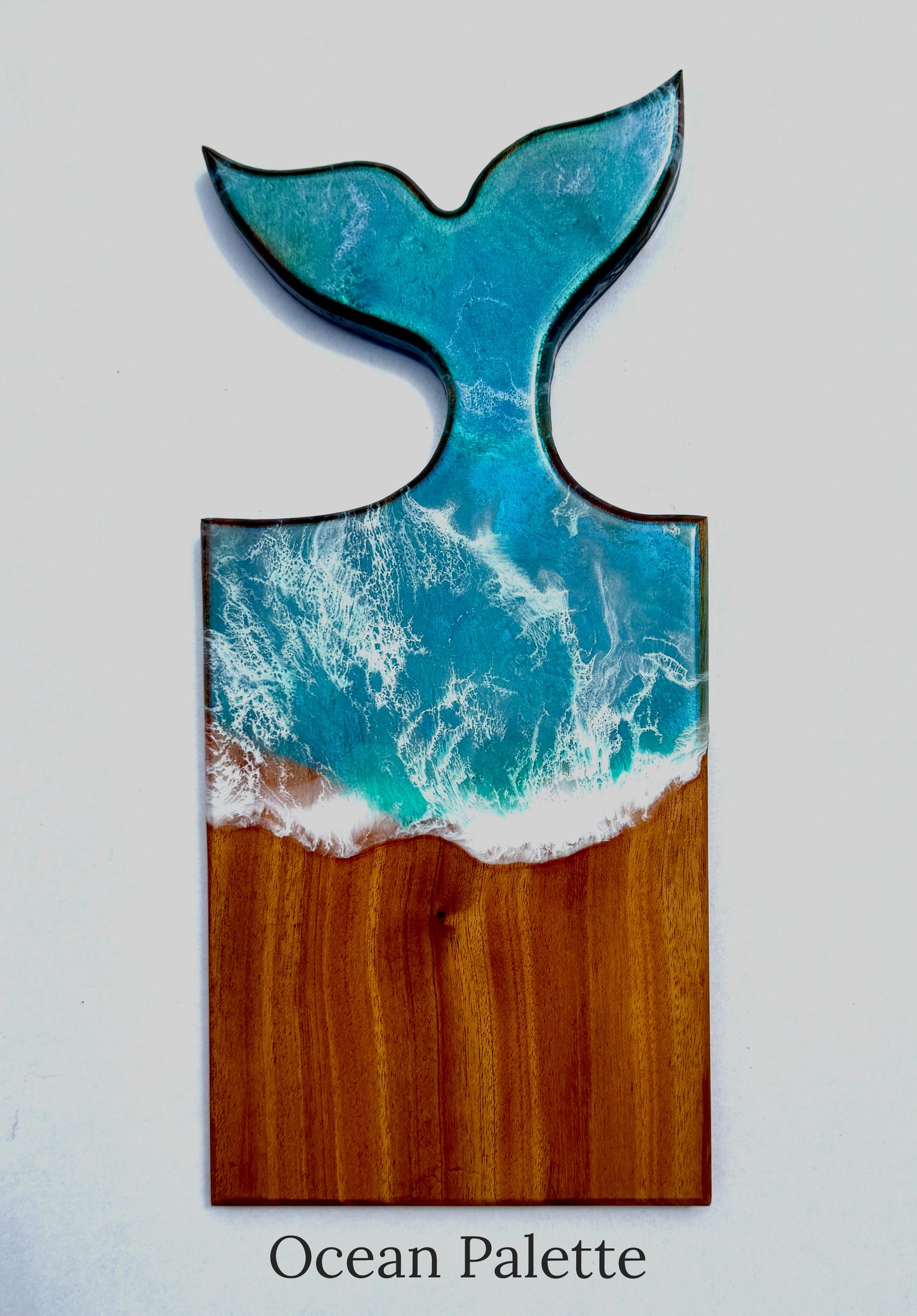 Whale Tail Serving Board | Handcrafted Mahogany & Resin | Custom Engraved Charcuterie Tray | Coastal Kitchen Statement