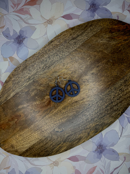 Peace Sign Earrings | 3D Printed Retro Dangles | Colorful Summer Jewelry in Two Sizes