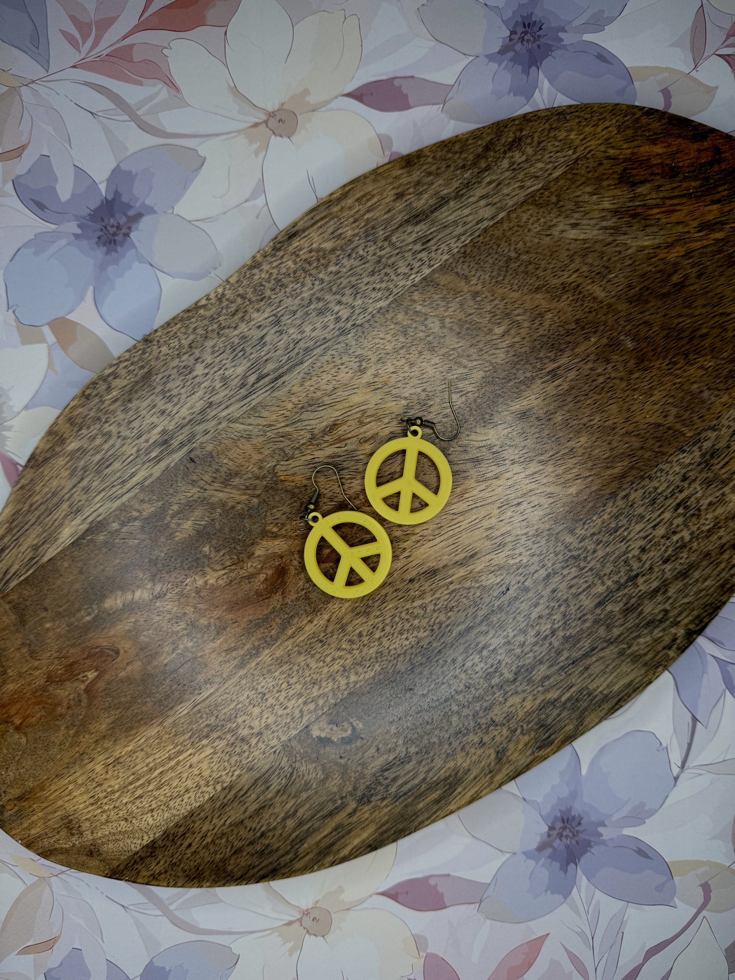 Peace Sign Earrings | 3D Printed Retro Dangles | Colorful Summer Jewelry in Two Sizes