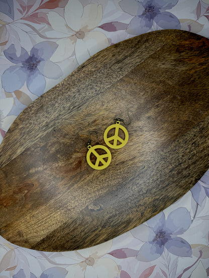 Peace Sign Earrings | 3D Printed Retro Dangles | Colorful Summer Jewelry in Two Sizes