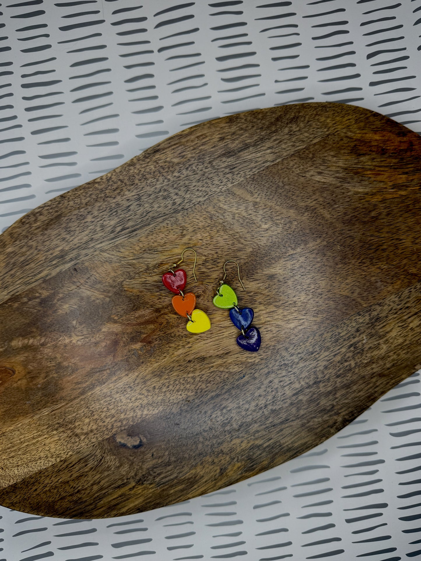 Rainbow Heart Pride Earrings | Polymer Clay Dangles | LGBTQ+ Statement Jewelry
